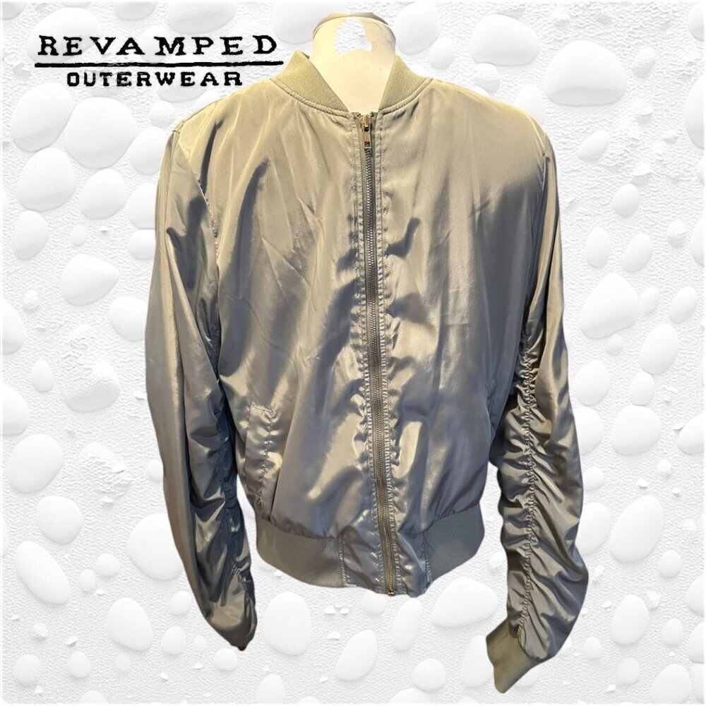 Light Green Bomber Jacket with shirred detail on sleeves - NWOT